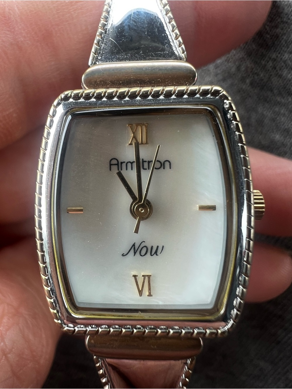 Armitron Silver-Tone Watch with Mother-of-Pearl Dial